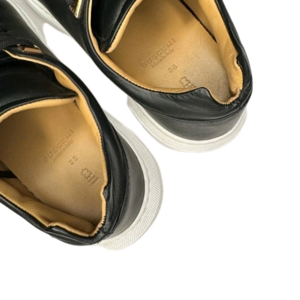 Buscemi Blk Italian Leather Wht Sole LowTop Sneakers EU 38/US Mens Sz 6 Wms 7.5 - Picture 13 of 16